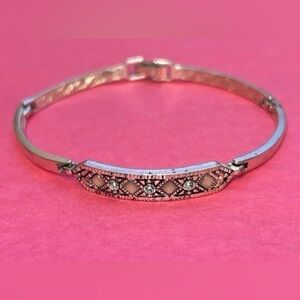 Vintage Silver Bracelet with detailing on inner side of bracelet 7”
